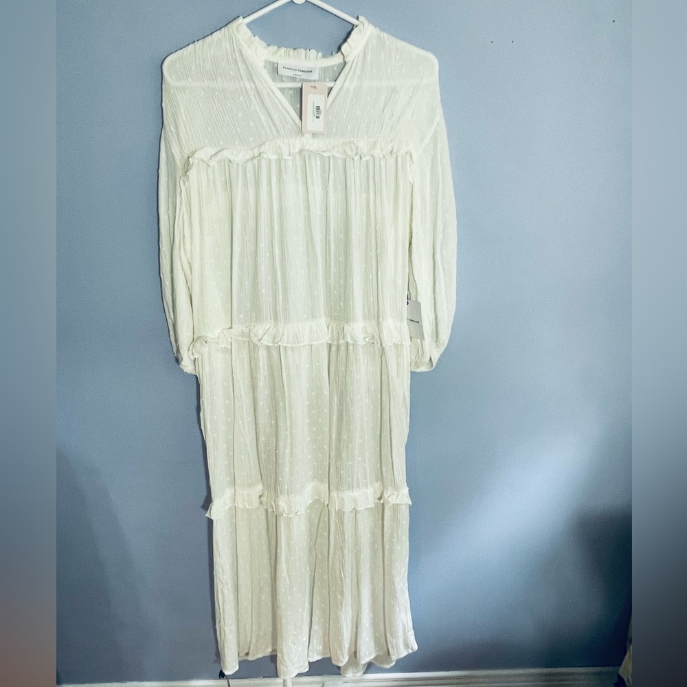 Gorgeous sheer white maxi dress, NWT, size L.